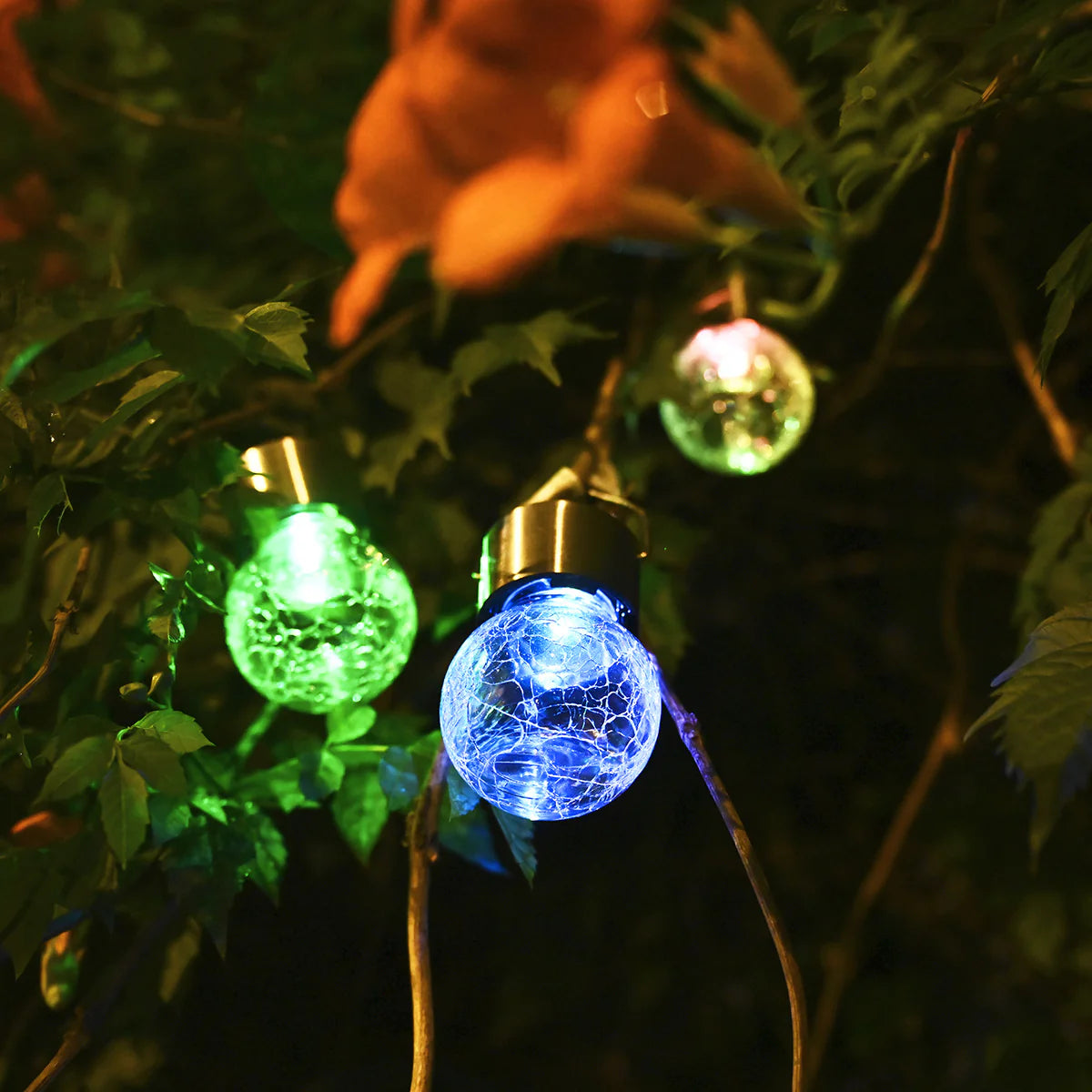 Gigalumi Solar Crackle Glass Hanging Ball Lights Set (8&12 Pack)