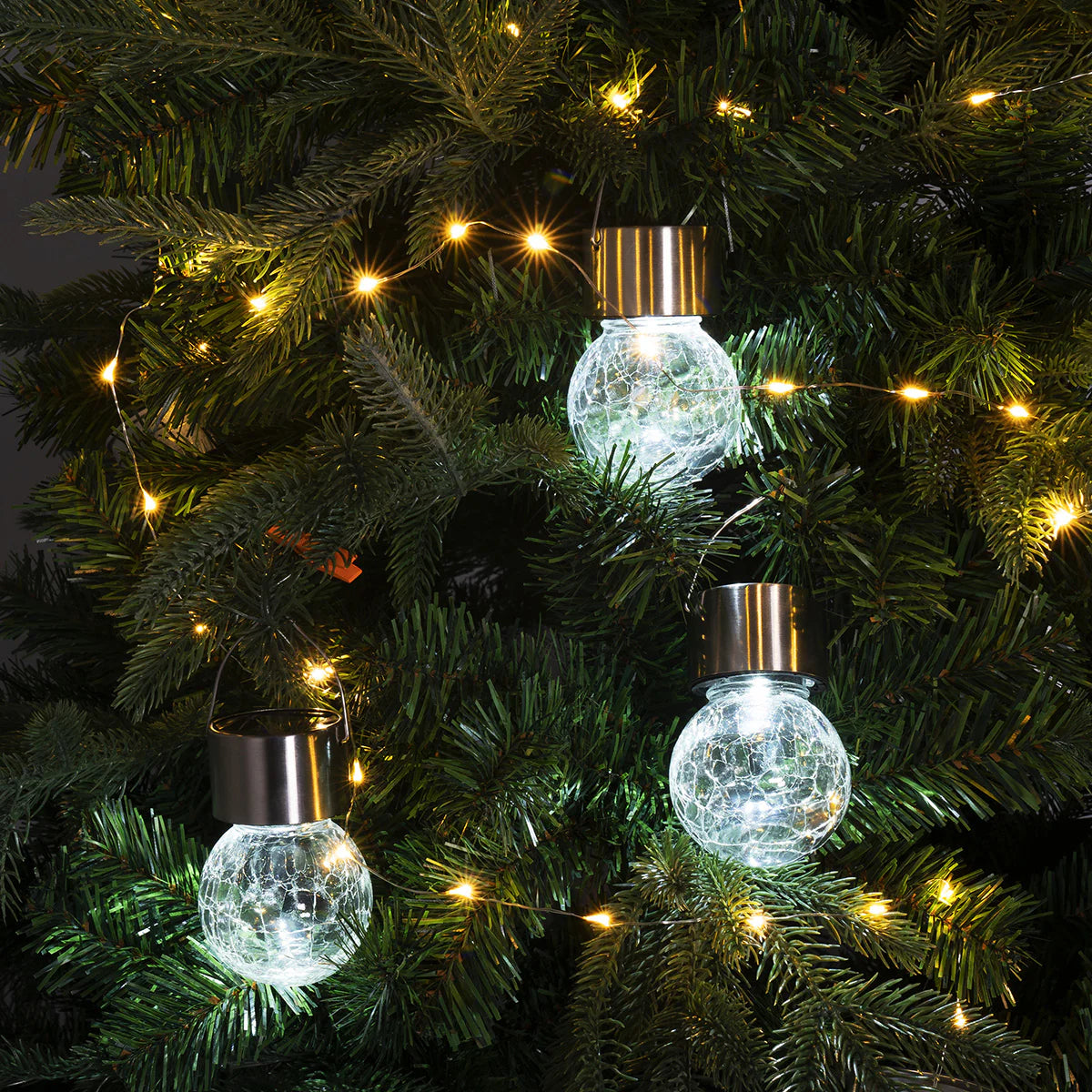 Gigalumi Solar Crackle Glass Hanging Ball Lights Set (8&12 Pack)
