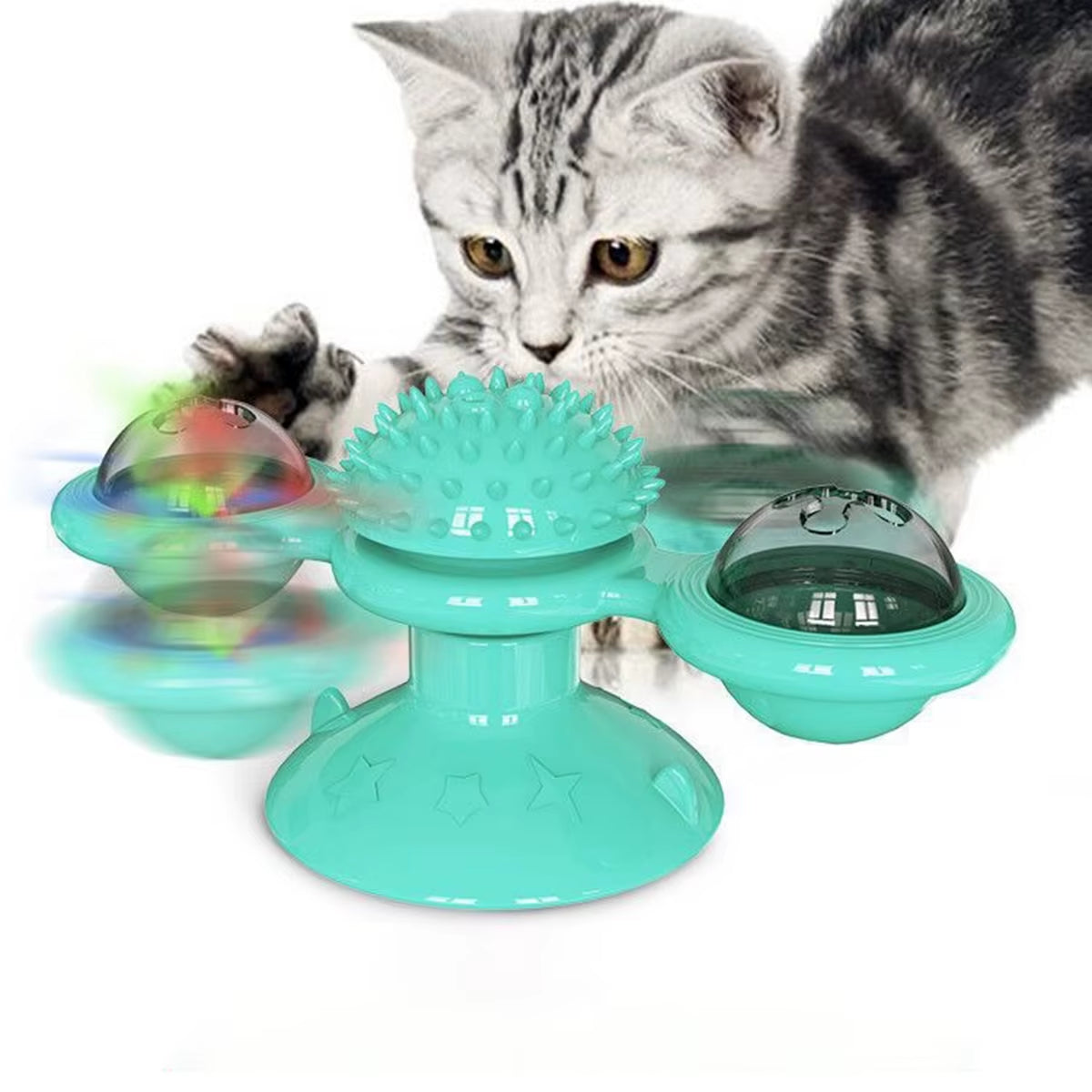 Interactive Multifunctional Cat Toy with Glowing Ball & Catnip - Suction Cup Design for Engaging Play and Teeth Massage