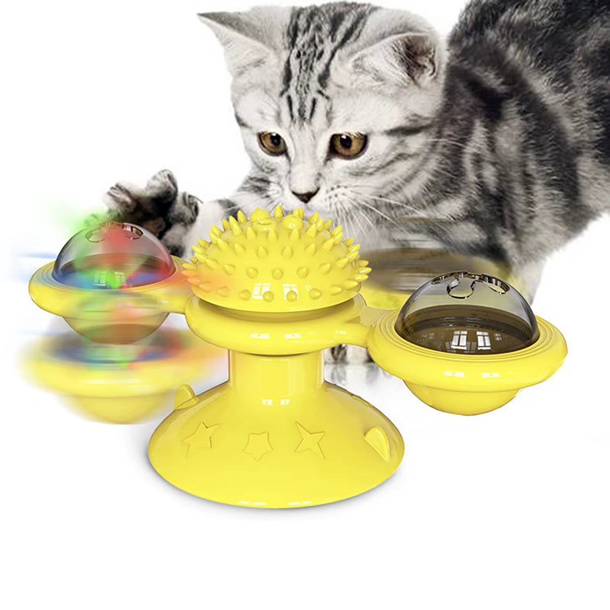 Interactive Multifunctional Cat Toy with Glowing Ball & Catnip - Suction Cup Design for Engaging Play and Teeth Massage
