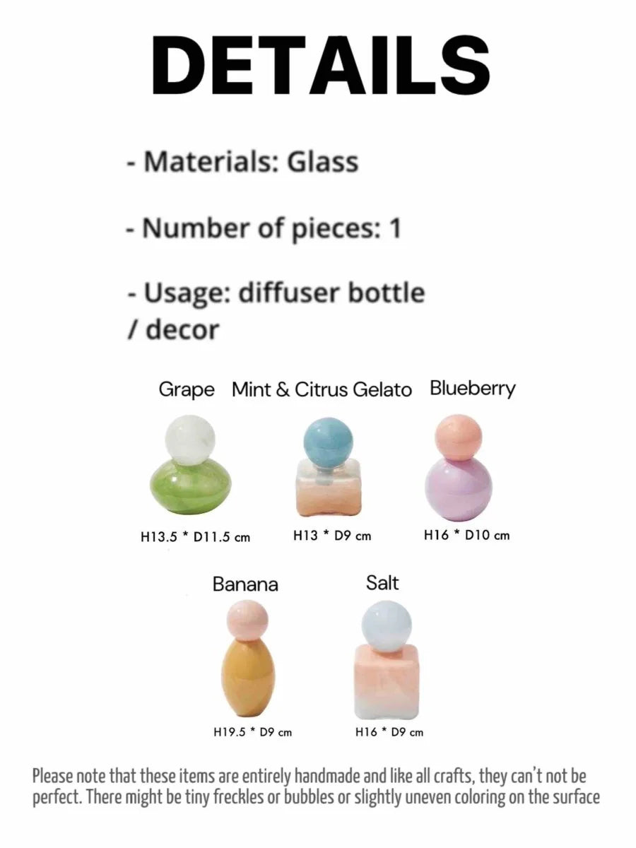 Handblown Bonbon Decorative Jar, Dopamine Decor, Whimsical Diffuser Bottles