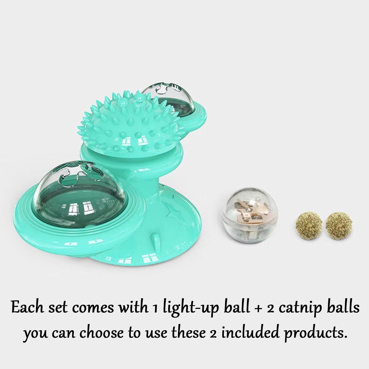 Interactive Multifunctional Cat Toy with Glowing Ball & Catnip - Suction Cup Design for Engaging Play and Teeth Massage