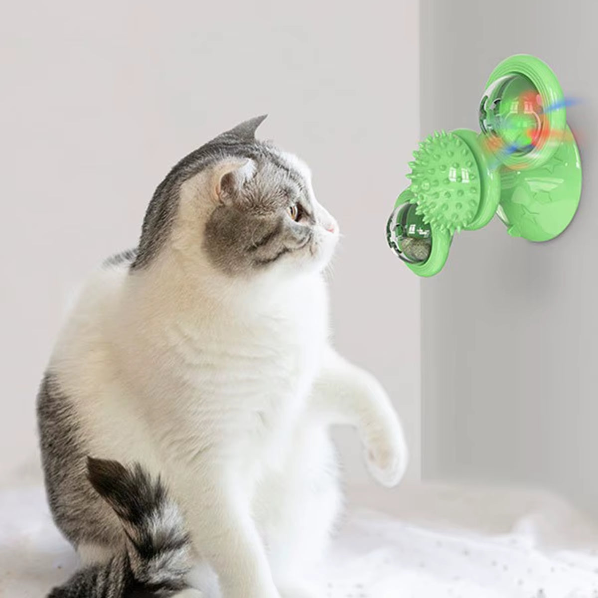 Interactive Multifunctional Cat Toy with Glowing Ball & Catnip - Suction Cup Design for Engaging Play and Teeth Massage