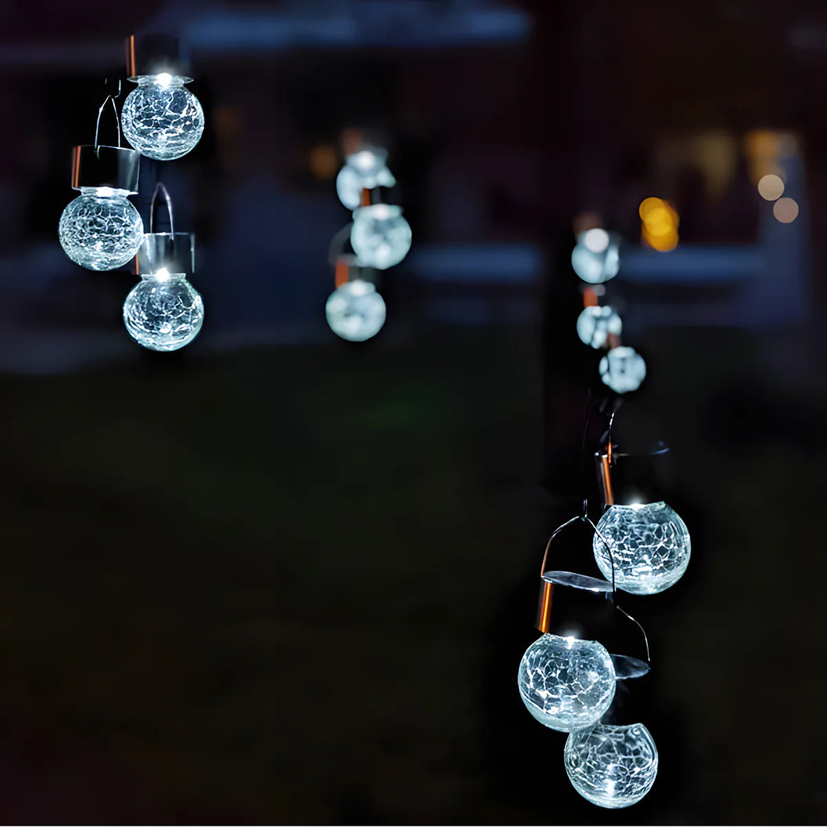 Gigalumi Solar Crackle Glass Hanging Ball Lights Set (8&12 Pack)