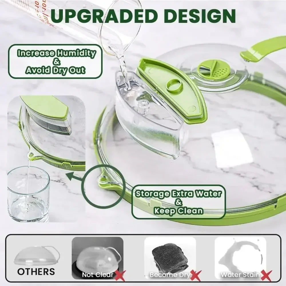 Clear Microwave Splatter Cover with Steamer Handle - 10 Inch Food Cover for Effortless Cooking and Mess-Free Heating