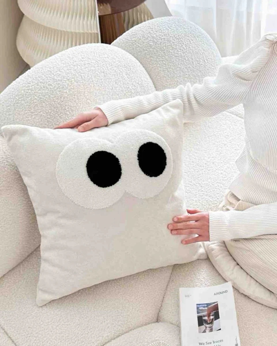 Cute Whimsical Big Eyes Puffy Decorative Throw Pillow