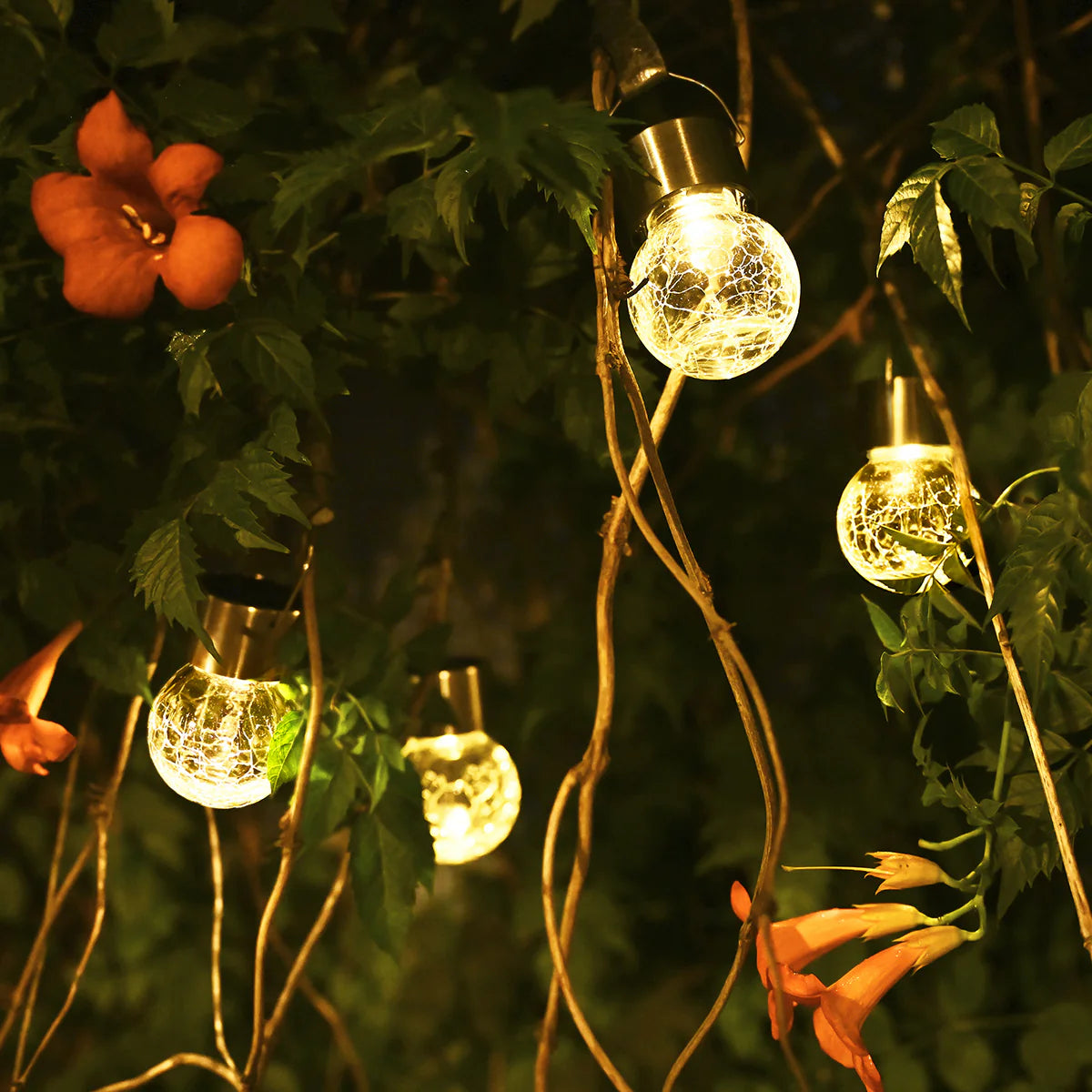 Gigalumi Solar Crackle Glass Hanging Ball Lights Set (8&12 Pack)