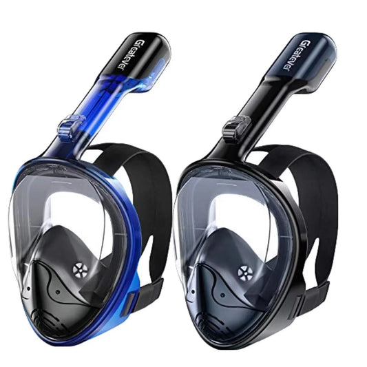 Full Face Snorkel Mask 2PCS , Snorkeling Gear for Adults Kids with Latest Dry Top Breathing System and Detachable Camera Mount, Foldable Panoramic View Snorkeling Mask Set, Anti-Fog & Anti-