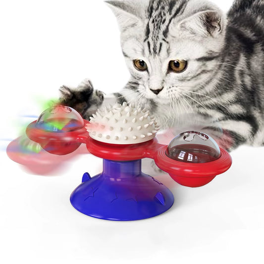 Interactive Multifunctional Cat Toy with Glowing Ball & Catnip - Suction Cup Design for Engaging Play and Teeth Massage